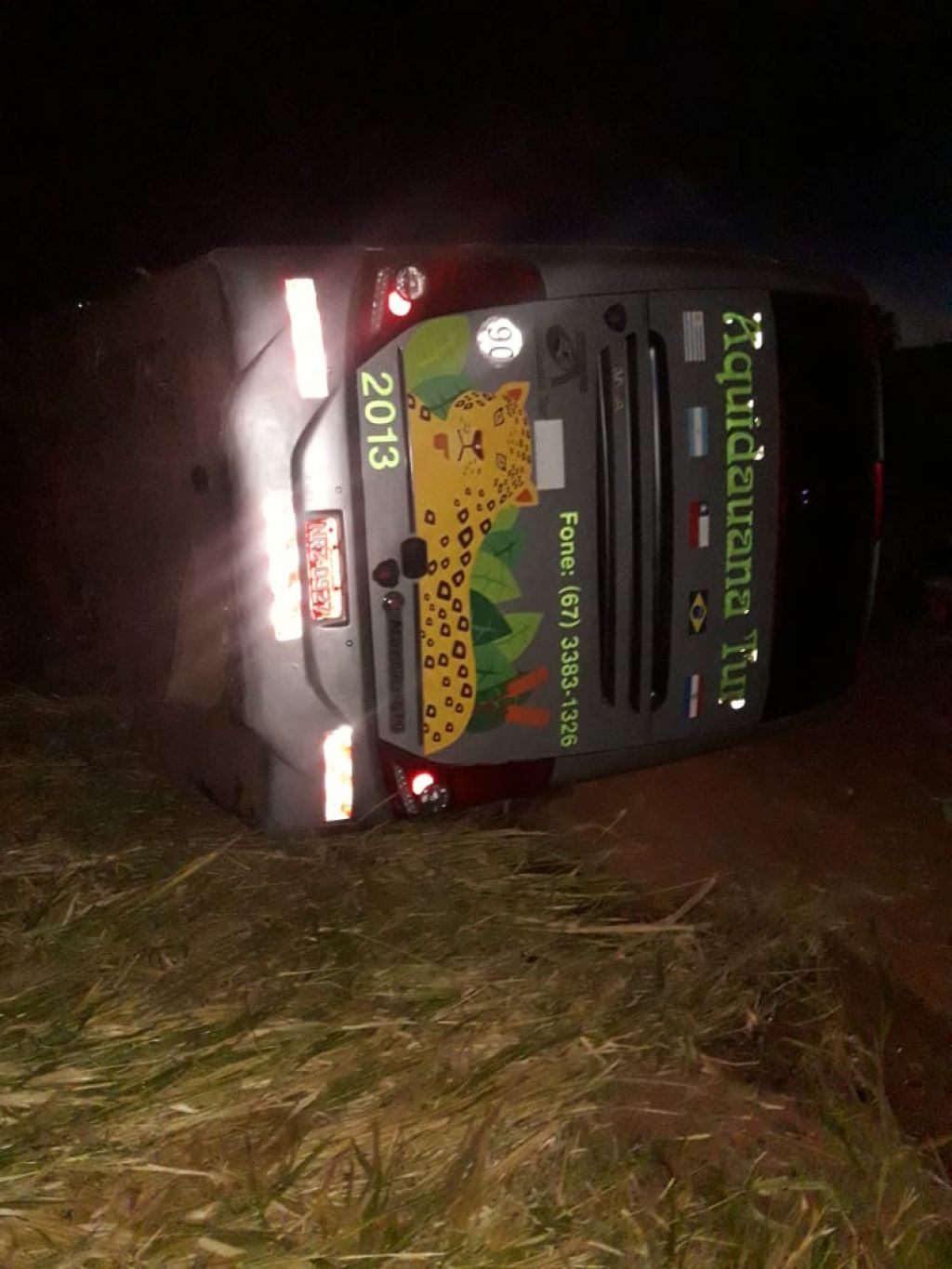 Ônibus que levava universitários para Brasília tombou na BR-163 (Foto: 94FM)