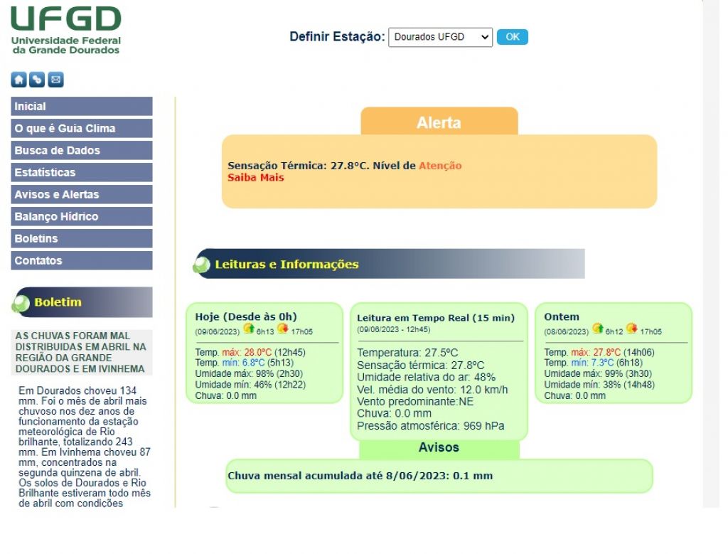 Guia Clima da Embrapa Agropecuária Oeste disponibiliza dados climáticos (Foto: Reprodução)