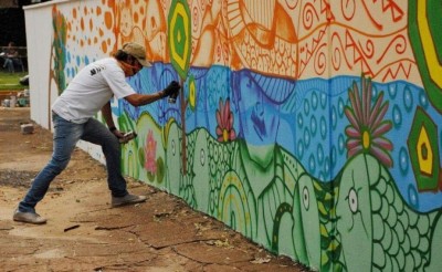 A edição de 2017 grafitou os muros da Unidade 1 (Foto: Divulgação/UFGD)